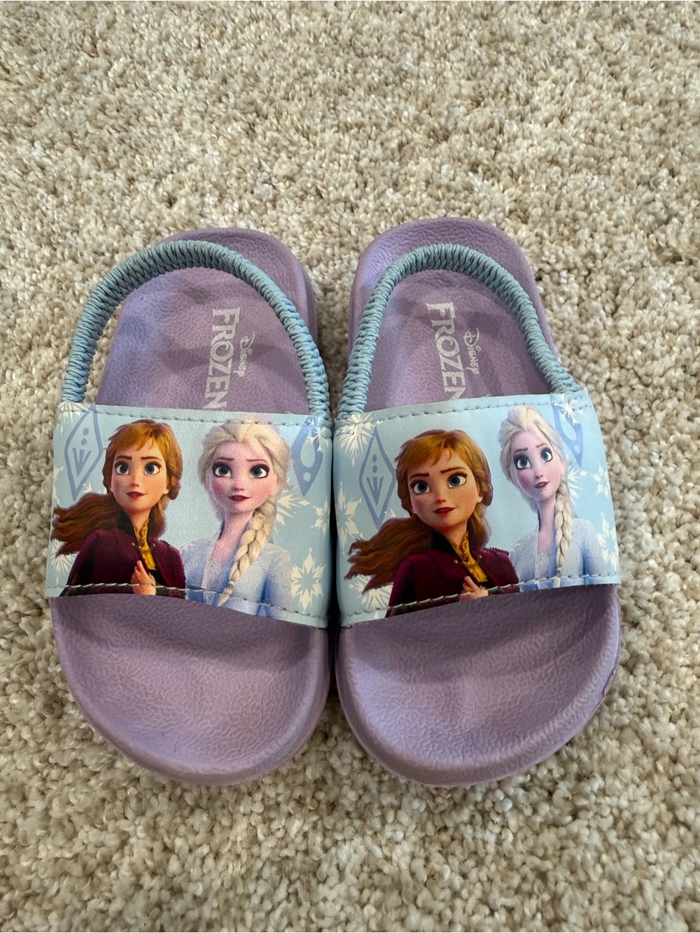Disney Frozen Lilac Slide Sandals with Anna & Elsa